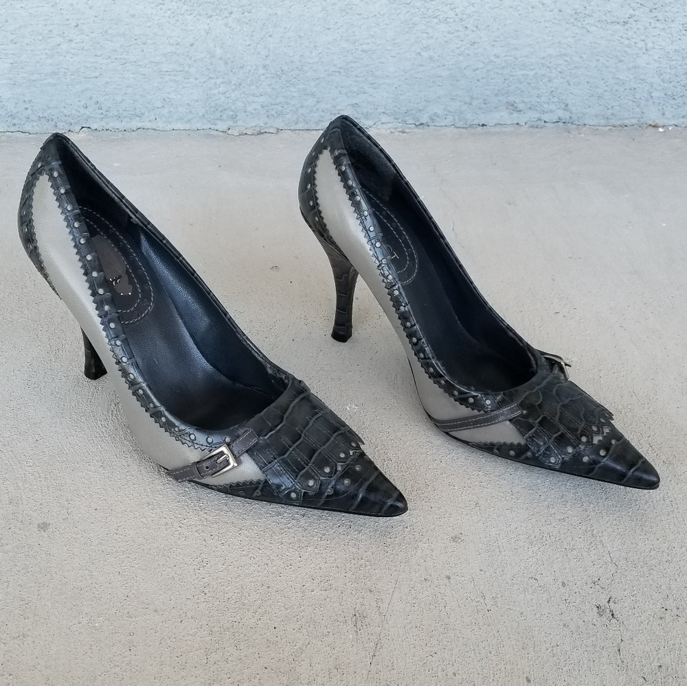 Nine West Alchamy Gray Leather Heels